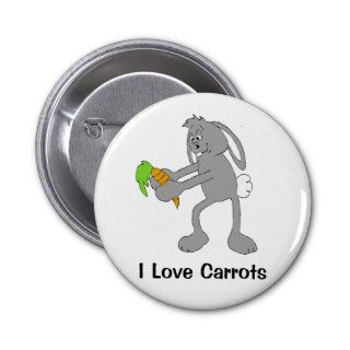 Cartoon Rabbit With Carrot Pinback Button