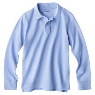 Cherokee Boys School Uniform Long Sleeve Pique Polo   Windy Blue XS