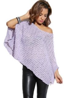 2Luv Women's Knitted Batwing Sleeve Poncho Top Light Purple Sm(PRPL ina)