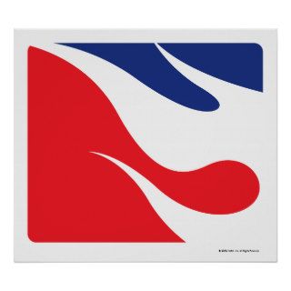 Red and Blue Flame Logo Posters