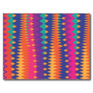 Modern Tribal ZigZag Vibrant Colors Postcards
