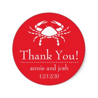 Crab Thank You Labels (Red) Sticker