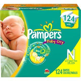 Pampers 12 hour Newborn Baby Dry 124 Diapers Health & Personal Care