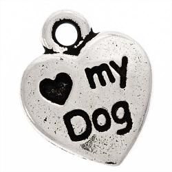 Beadaholique Silverplated 'Heart My Dog' Two sided Charms (Pack of 2) Beadaholique Loose Beads & Stones