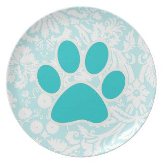Teal Paw Print Party Plates