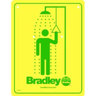 Bradley 114 050 Drench Safety Shower Sign, Yellow Science Lab Showers