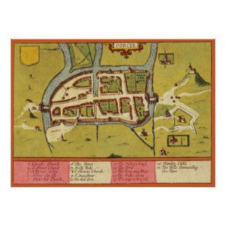 Vintage Map, Cork Ireland 1617 Posters