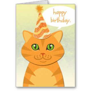 Cute Cat Orange Tabby Happy Birthday Cards