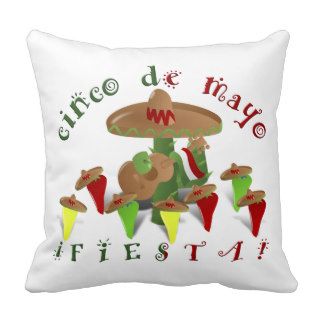Cinco De Mayo Fiesta (Add Background Color) Throw Pillows