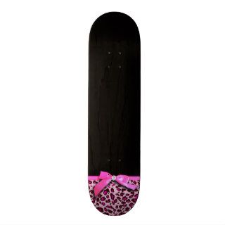Hot pink leopard print ribbon bow graphic custom skateboard