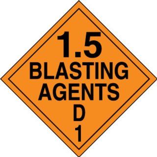 Accuform Signs MPL134VS25 Adhesive Vinyl Hazard Class 1/Division 5D DOT Placard, Legend "1.5 BLASTING AGENTS D 1", 10 3/4" Width x 10 3/4" Length, Black on Orange (Pack of 25) Industrial Warning Signs