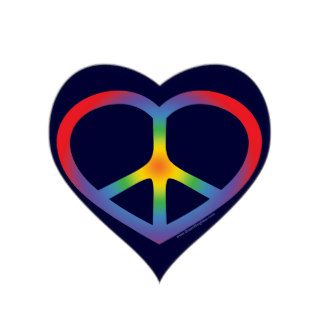 Rainbow Heart Peace Sign Sticker