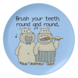 Hippos Brush Your Teeth Plate