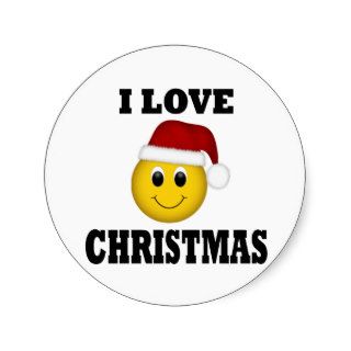 I Love Christmas Smiley Face Round Sticker