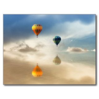 Hot Air Balloons Water Reflection Post Cards