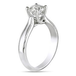 Miadora 14k White Gold 1ct TDW Diamond Crossover Solitaire Ring (SI2, I J) Miadora One of a Kind Rings