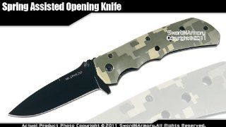 8" Camouflage Sharp Spring Assist Pocket Folding Knife  Hunting Knives  Sports & Outdoors