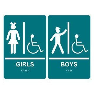 ADA Girls Boys Set Braille Sign RRE 140 160Pair WHTonBHMABLU Restrooms  Business And Store Signs 