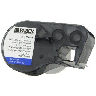 Brady M 126 461 Polyester B 461 Black on White/Clear Label Maker Cartridge, 1 51/64" Width x 19/32" Height, For BMP51/BMP53 Printers