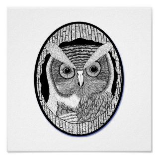 Oval Tree Owl Poster