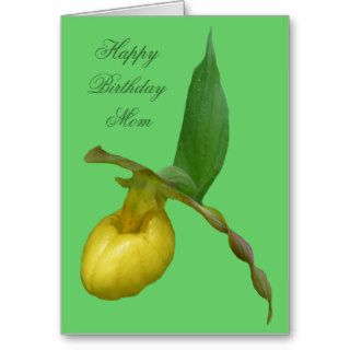 Happy Birthday Mom Lady Slipper Flower Photo Card