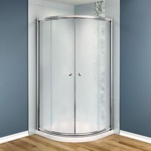 MAAX Talen 36 in. x 36 in. x 73 in. Neo Round Shower Kit in Chrome with Frosted Glass and Base in White 105989 000 001 100