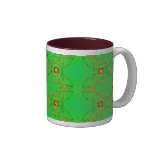 green with red lace mug
