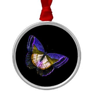 Vintage Purple and Gold Butterfly Illustration Ornament