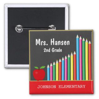 Chalkboard & Colored Pencils Teacher Buttons