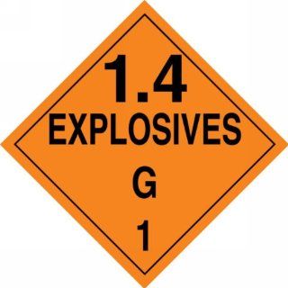 Accuform Signs MPL132VP10 Plastic Hazard Class 1/Division 4G DOT Placard, Legend "1.4 EXPLOSIVES G 1", 10 3/4" Width x 10 3/4" Length, Black on Orange (Pack of 10) Industrial Warning Signs