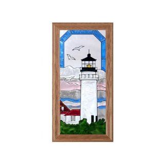 Massachusetts Cape Cod Light Painted/Stained Glass Panel C 148   Stained Glass Window Panels