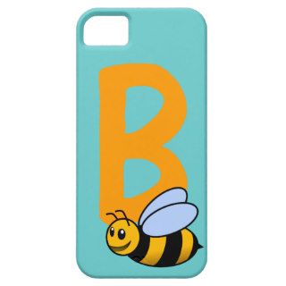 Monogram initial letter B, cute bee cartoon custom iPhone 5 Cases