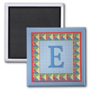 Letter E 'Fabric Quilt' Style Initial and Pattern Magnet