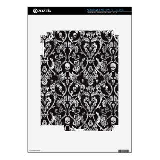 Skull damask in black and white. decal for iPad 3