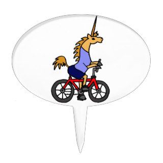 XX  Unicorn Riding Bicycle Cartoon Cake Toppers