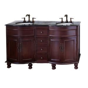 Bellaterra Home Cambria C 62 in. Double Vanity in Colonial Cherry with Granite Vanity Top in Black Galaxy 603316 C BG