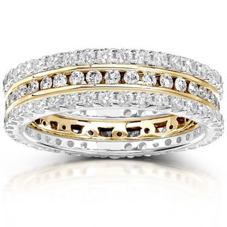 Annello 14k Gold 1 1/2ct TDW Channel/ Prong set Diamond 3 piece Stackable Eternity Ring Set (H I, I1 I2) Annello Diamond Rings