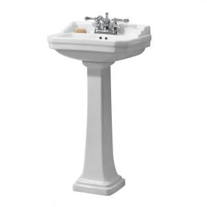 Foremost Series 1920 Pedestal Combo Bathroom Sink in White FL 1920 4W