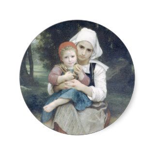 Bouguereau   Frere et Soeur Bretons Round Sticker