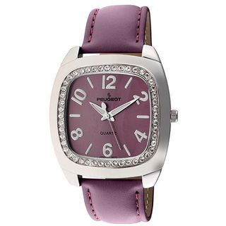 Peugeot Women's Purple Leather Strap Crystal Accented Watch Peugeot Women's Peugeot Watches