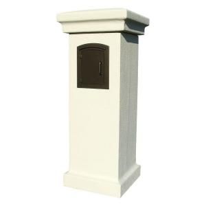 QualArc Non Locking Mailbox Stucco Column with Bronze Plain Door Manchester Mailbox Insert MAN STUCOL SS