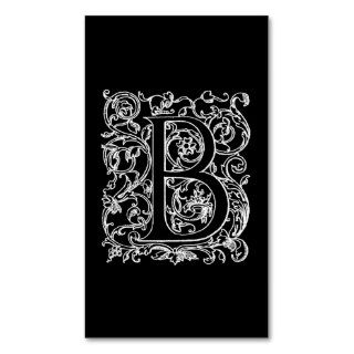 Vintage Letter B Monogram Black White "B" Initials Business Card Template