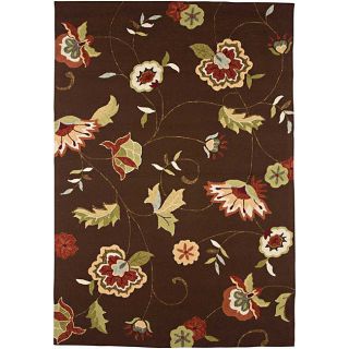 Hand Hooked Brown/ Red Floral Rug (2' x 3') JRCPL Accent Rugs