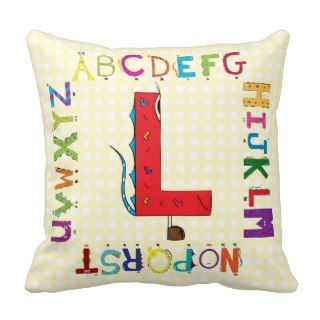 Funny Fellows™ Cartoon Character Alphabet Letter L Throw Pillows