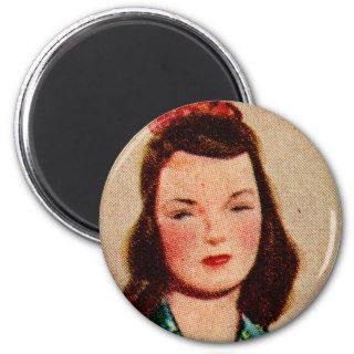 Vintage Women Woman 40s Catalog Art 'Dotty' Refrigerator Magnets
