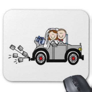 Just Married Stick People Mousepads