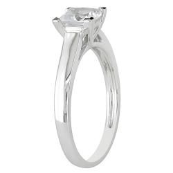 Miadora 10k White Gold White Prong set Created Sapphire Solitaire Ring Miadora Gemstone Rings