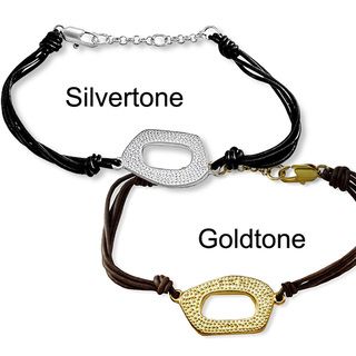 Rhodium plated Oval Leather Bracelet West Coast Jewelry Fashion Bracelets