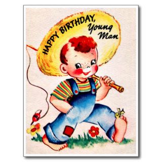 Young Man   Retro Happy Birthday Post Cards
