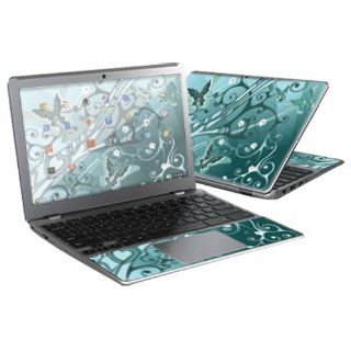 Protective Skin Decal Cover for Samsung Series 5 550 Chromebook Sticker Skins Butterfly Blues Computers & Accessories